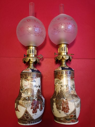 Pair oil lamp - , lampes