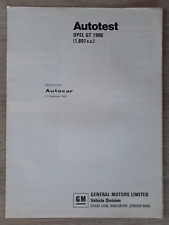 Opel GT 1900 Coupe Road Test Brochure 1969 - Autocar Magazine
