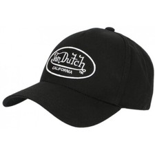 Casquette Von Dutch Noire Patch Blanc Baseball Custom Lof BB-Taille unique