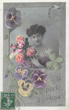 CP JE PORTE BONHEUR FRAME WOMAN BUN WITH ROSES - ILLUSTRIOUS TREFLE THOUGHTS