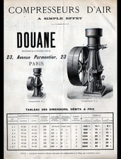 "PARIS (XI°) TOOLS / AIR COMPRESSORS "CUSTOMS" tract tariff early 1900