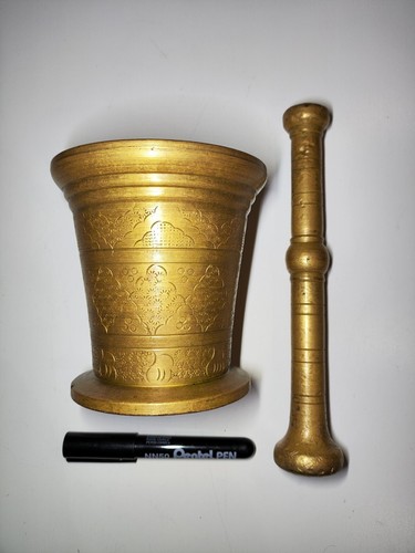 Grand mortier bronze doré - mortier,