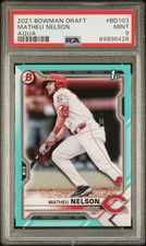 Matheu Nelson #BD-103 2021 Bowman Draft Aqua Reds SN/199 PSA 9