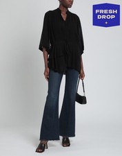 RRP €882 LES HOMMES - FEMME Silk Crepe Blouse IT40 US4 UK8 S Black Made in Italy