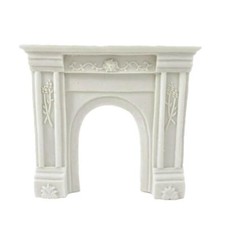Maison de Poupées Blanc Victorien Cheminée Contour Fleur Détail Résine Meubles