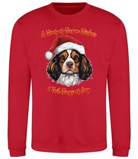 Cavalier King Charles Spaniel Christmas Dog Sweatshirt Adults Kids Santa Hat