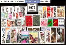 FRANCE- ANNEE COMPLETE 1972 = 35 Timbres NEUFS** du N° 1701 au 1736 LUXE MNH