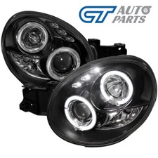 Black LED Angel Eyes Projector Headlights for 00-02 Subaru Impreza WRX STI GD