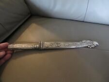 South American Gaucho Type Knife Silver Handle and Sheath Cow Decor
