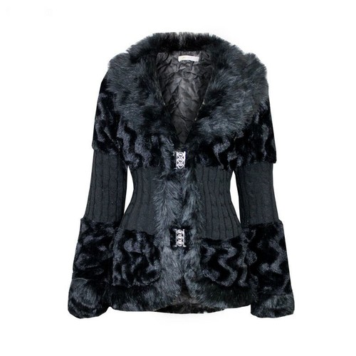 Veste fausse fourrure noire - fausse,