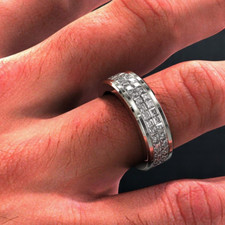 Bracelet homme mariage or blanc 14 carats diamant 4,80 ct taille princesse cu...