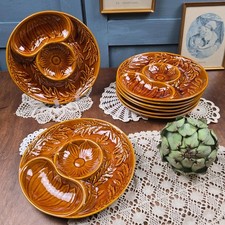 Sublime set of 8 vintage artichoke plates Sicla Portugal slipper Ø 25 cm