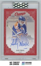 2023-24 Upper Deck Clear Cut Champs Autos Red Andy Moog /10 #C-MO Edmonton