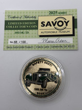 1953 MG TD “Safety Fast”! Collectable Limited Edition Coin Savoy Museum /100 36g