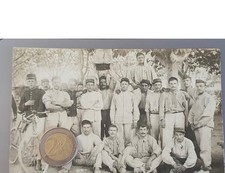 Photo carte postale poilu piou piou avec bicyclette datée 1907