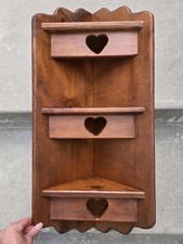 Rustic Wood Wall Corner Shelf with Heart Cutout Country Decor 29.5"x9.5"x13"