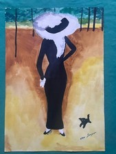 Kees van Dongen drawing and painting on old paper signed stamped vintage