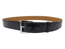 CEINTURE HERMES BOUCLE ACIER PALLADIE CUIR CROCODILE POROSUS NOIR T87 BELT 3800€