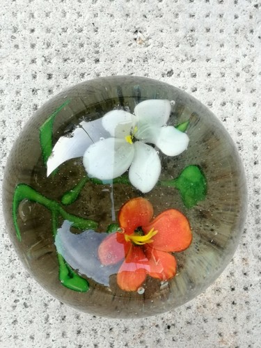 Ancien sulfure verre fleurs