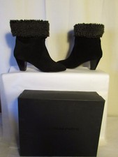 boots/bottines AMERICAN RETRO modèle chamonix 40 daim noir et moumoute grise