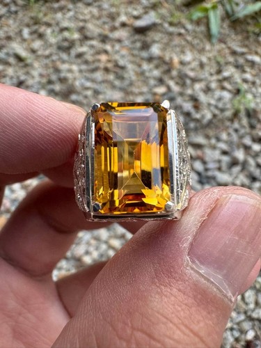 Bague homme aaa citrine - bague, pierre