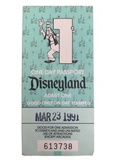 Disneyland Ticket Stub 1991 -