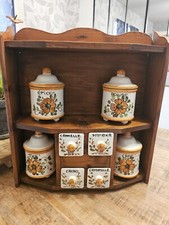 Étagère A Épices Céramique  Et Bois Vintage