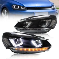 LED Headlights For VW Golf 6 Mk6 2009 2010 2011 2012 2013 2014 Front Lights Pair