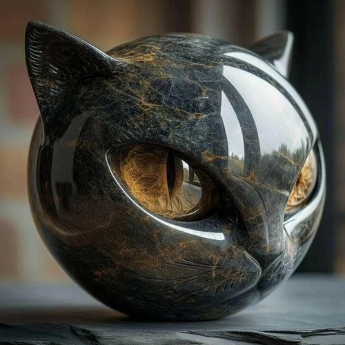 Statue chat noir - statue, effet