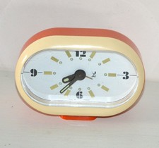 Ancien petit réveil mécanique horloge JAZ LOVIC 1361-81 Vintage orange 1975 70's