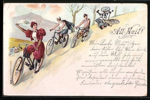 Lithographie dame agitant sur - lithographie,