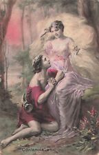 CP ILLUSTRATED CONTEMPLATION SHEPHERD BURN HORN AT FEET WOMAN DRAPED - 42766