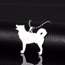 Stainless Steel Alaskan Malamute Husky Huskies Dog Silhouette Pendant Necklace