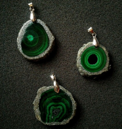 Pendentif malachite tranche - malachite,