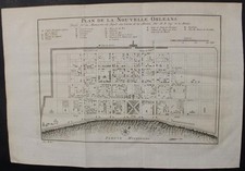 NEW ORLEANS LOUISIAN UNITED STATES 1777 BELLIN UNUSUAL ANTIQUE ORIGINAL CITY MAP