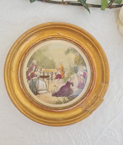 Ancien petit cadre rond bois - ancien,
