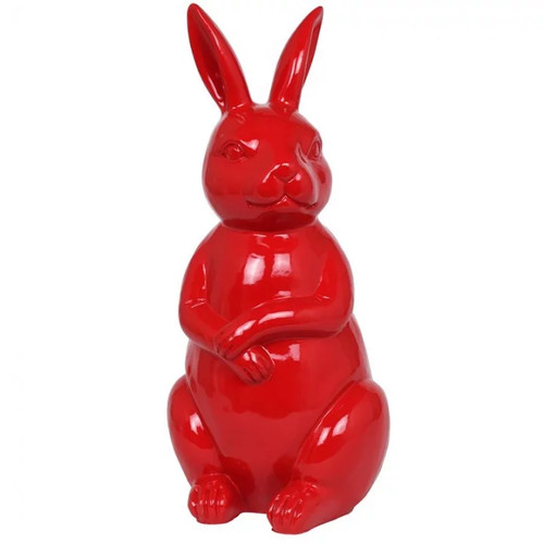Statue lapin rouge - rouge, résine