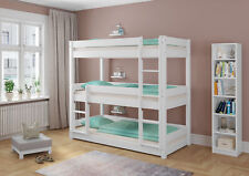 Lit superposé - trio - très stable pin massif blanc 90x200 accessoires variables