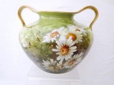 Limoges Antique Hand Painted Gilded Vase Daises