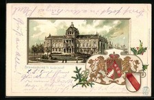 Lithograph mat Strasbourg, Imperial Palace, coat of arms 1905 