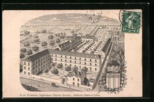 Old postcard Amboise, École Primaire Supérieure Charles Guinot 1908 