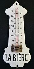 RARE enamelled plate thermometer "LA BIERE" 15x6cm