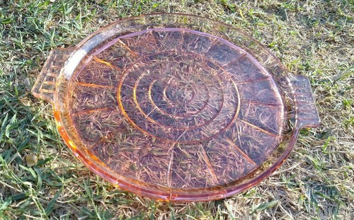 Plateau rond verre - rose, art