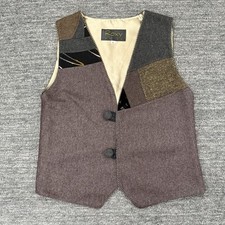 Roxy Wells Vest Women Medium Patchwork Tweed Wool Funky Art to Wear Handmade