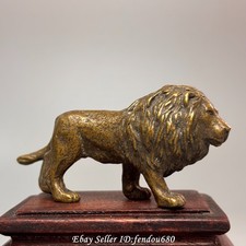80mm China Pure Copper Bronze Carved Lion Animal Sculpture statue T057