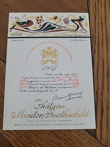 Etiquette 1957 chateau mouton - etiquette,