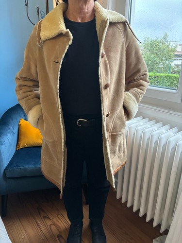 Manteau mouton retourné beige - mouton,