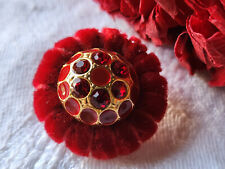Haute couture large button vintage trimmings rhinestone glass 2.8 cm ref 5605