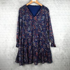 Esmara Robe Volants Femme 38 Bleu Cachemire Longue Manches Longues Bohème Midi