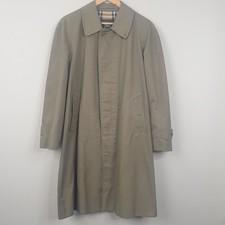 Vintage Burberrys Trench Coat Mens 40R Khaki Green Nova Check Made in England